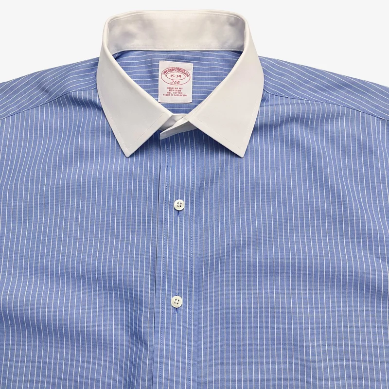 Brooks Brothers 346 ブルーストライプ ワイドカラーシャツ
