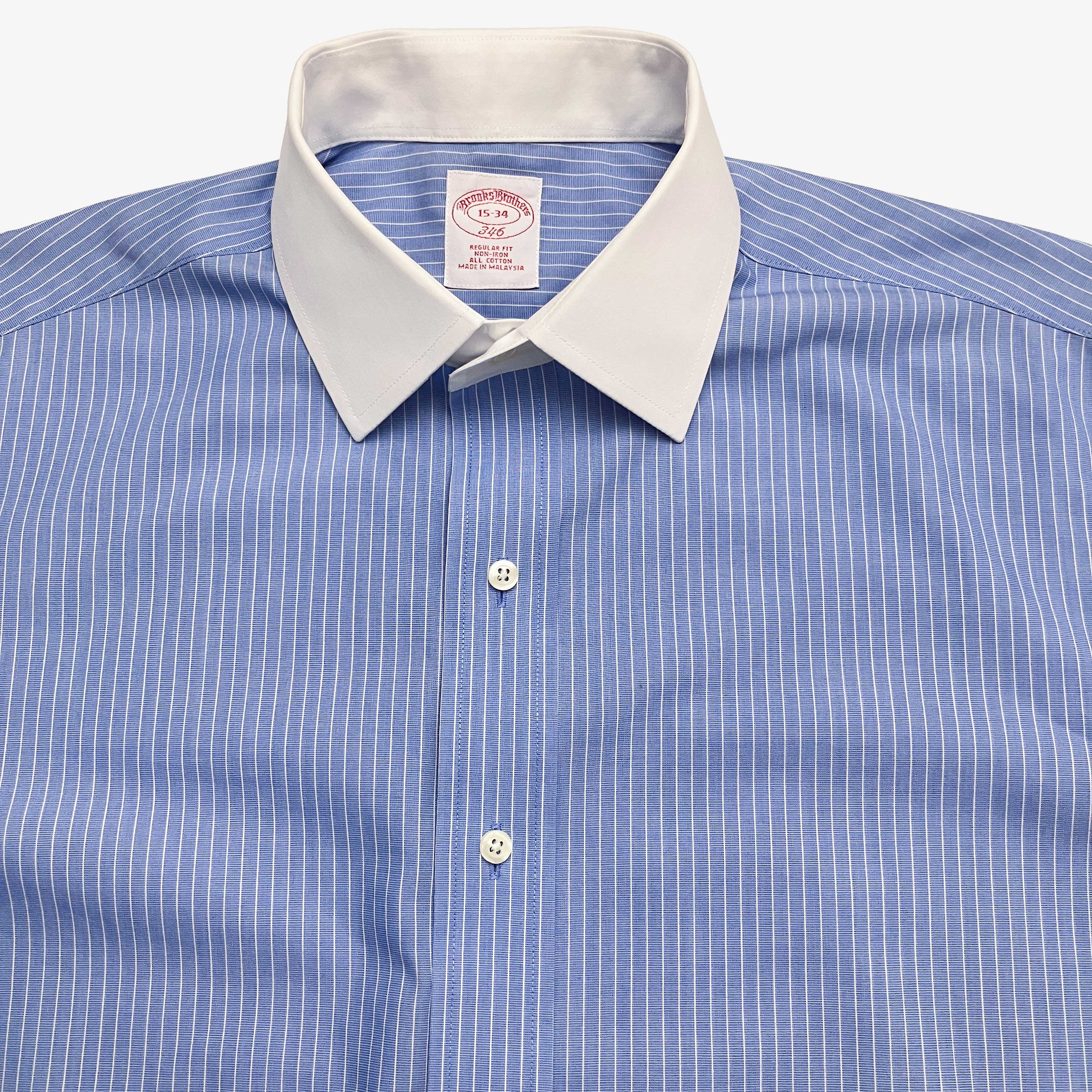 Non-Iron表記のあるBrooks Brothers 346のシャツの襟元